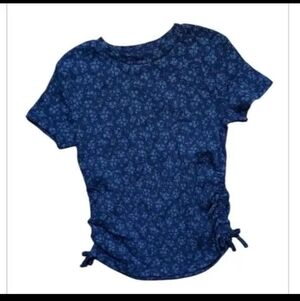 NWT Thereabouts Navy Floral Kids Ruched Top ~sz 5
